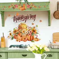 Thanksgiving Autumn Leaves Pumpkin Window Wall Decal