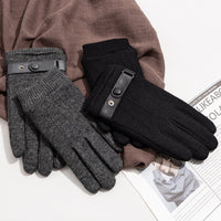 Men's Wool Cashmere Warm Cycling Gloves with Separate Fingers for Autumn/Winter