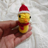 Hand-Knitted Christmas Yellow Duck Animal Keychain for Bags and Gifts