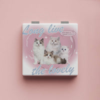 Cute Cat Pattern Portable Folding Double-Sided Makeup Mirror for Students