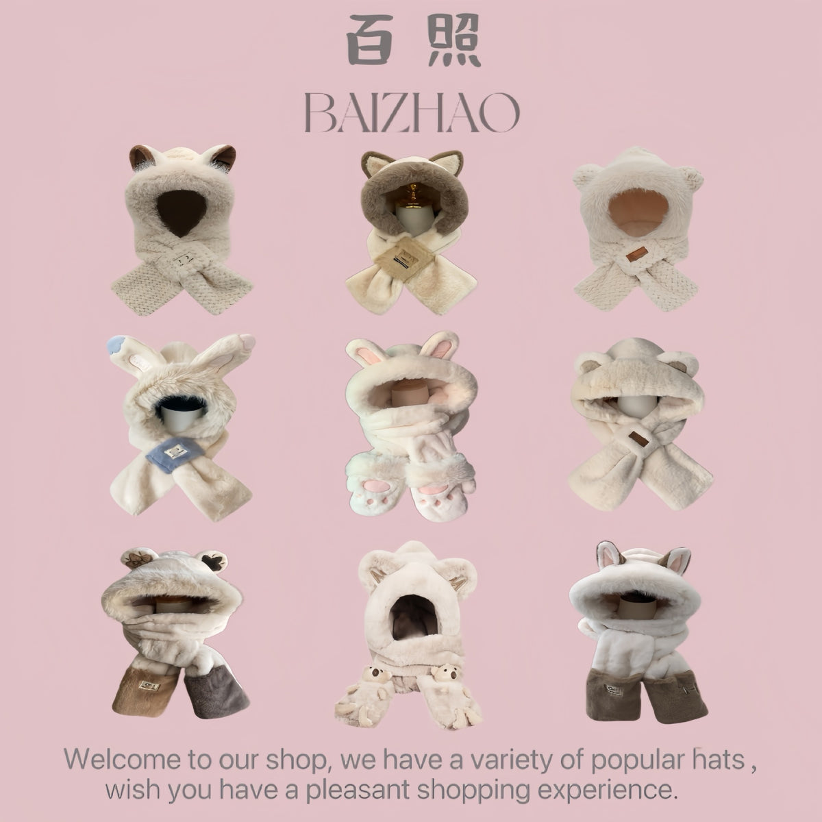 Winter Plush Knitted Hat Scarf Set with Ear Protection and Face Mask