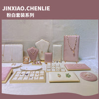 Jewelry Display Stand for Necklaces and Earrings - White and Pink Series