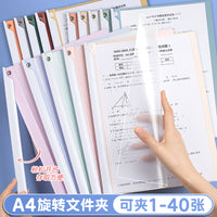 A4 Rotating Rod File Folder for Document Organization, Side Opening Lever Arch Clip