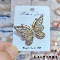 Rhinestone Butterfly Brooch Pin for Women, Vintage Alloy Anti-Exposure Clothing Accessory