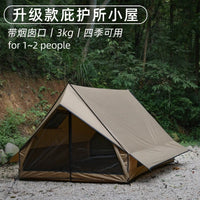 Camping Tent with Chimney Port, Waterproof, Windproof, Mesh Door, Groundsheet, Aluminum Poles