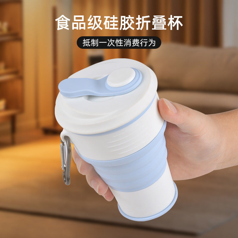 Portable Collapsible Silicone Coffee Cup with Lid - Travel Mug for Outdoor Activities