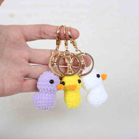 Handmade Crocheted Duck Animal Head Keychain Pendant
