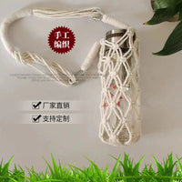 Hand-Woven Macrame Wine Bottle and Water Bottle Carrier Bag