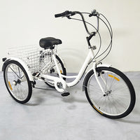 Luffyia 24-Inch 7-Speed Adult Tricycle with Basket for Seniors