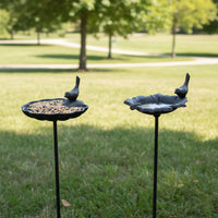 Vintage Cast Iron Bird Feeder & Bath for Garden Decor
