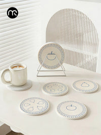 Cartoon Diatomaceous Earth Coasters for Drinks, Absorbent and Quick-Drying Cup Mats