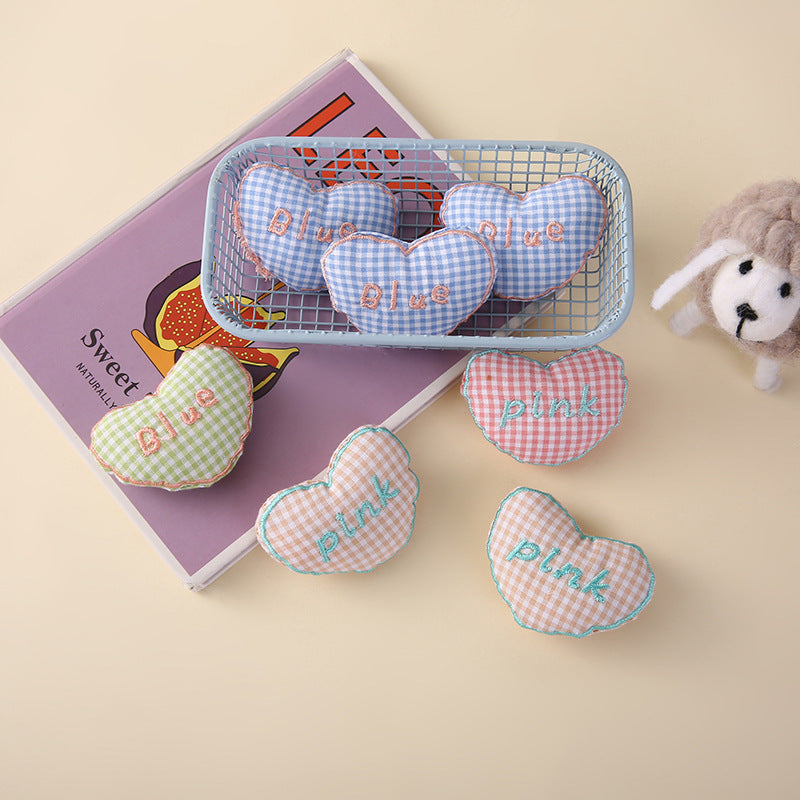 Plaid Heart Cartoon Plush Animal DIY Accessory for Shoes, Hats, Clothing, Socks, Hair Accessories