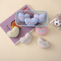 Plaid Heart Cartoon Plush Animal DIY Accessory for Shoes, Hats, Clothing, Socks, Hair Accessories