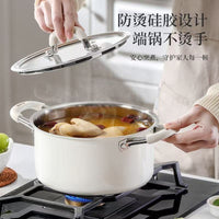 316 Stainless Steel Ceramic White Stockpot with Steamer Insert, Non-stick, Large Capacity