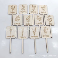 24-Piece Wooden Plant Markers for Potted Plants, Garden Labels with Engraved Letters