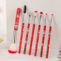 New 7-Piece Christmas Makeup Brush Set - Red Holiday Gift Cosmetic Tools