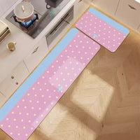 Korean Style Polka Dot Diatomaceous Earth Kitchen & Bath Mat Set - Non-Slip, Absorbent, Easy Care