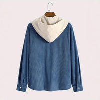 Men's Color Block Corduroy Hooded Shirt Jacket