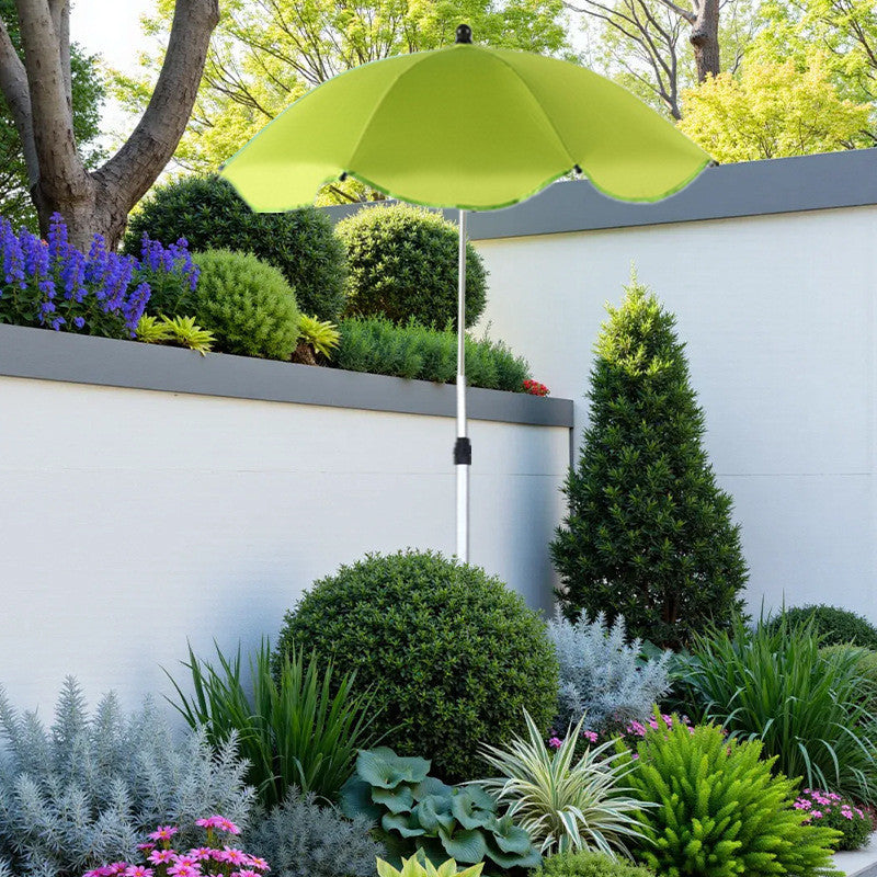 Plant Sunshade Umbrella with Silver Coating for Potted Flowers, Outdoor Retractable Aluminum Alloy Ground Insert Fishing Umbrella