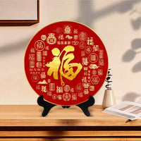 Round Desktop Decorative Painting with Gold Resin Frame