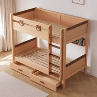Modern Minimalist Solid Wood Bunk Bed for Kids, Bear Design, Space-Saving High-Low Bed for Small Apartments