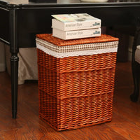 Woven Laundry Hamper with Liner, Rattan-Style Storage Basket for Clothes, Toys, and Sundries