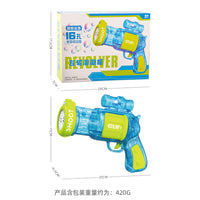 Revolver Electric Bubble Gun with 16 Holes, LED Lights, One-Key Operation for Kids Outdoor Play