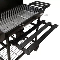 Outdoor Charcoal BBQ Grill for Villa Courtyard, Large Capacity for 5-10 People, with Lid and Anti-scalding Handle, Integrated Roasting