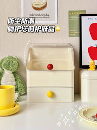 Dopamine Color Large Capacity Dustproof Cosmetic Organizer with Drawers and Brush Holder