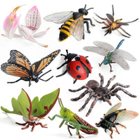 Kids' Educational Insect and Animal Figurines Set - Cicada, Mantis, Butterfly, Bee Models