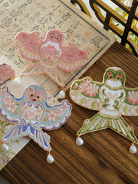 Embroidered Kite Hairpin Brooch for Hanfu Traditional Chinese Attire