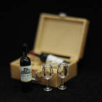 Miniature Dollhouse Red Wine Box Set with Glasses for OB11 Dolls & Action Figures