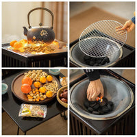 Outdoor Courtyard Fire Pit Tea Table Set for Hot Pot and BBQ, Balcony Home Use