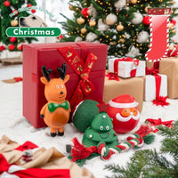 Christmas Pet Dog Toy Set with Squeaker and Chew Rope for Boredom Relief