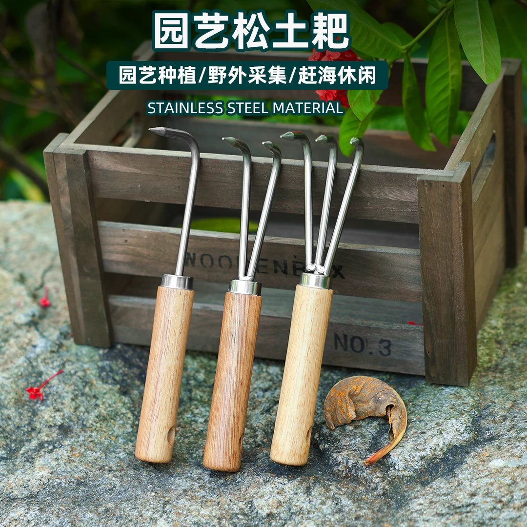 Stainless Steel Garden Rake for Potted Plants and Outdoor Gardening