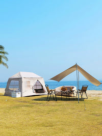 Inflatable Ridge Tent for 2-4 Person Family Camping, All-in-One Rainproof Sunshade
