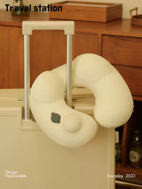 Inflatable U-Shaped Travel Neck Pillow for Airplanes and Naps