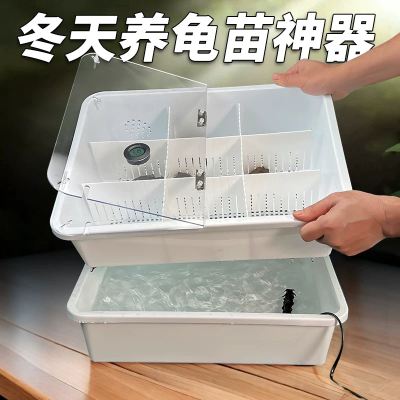 Turtle Hatchling Incubator with Feces Separation, Heating, and Lid for Wintering and Breeding
