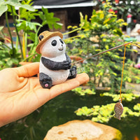 Cute Panda Fishing Ornament for Aquarium, Fish Pond, or Garden Decor