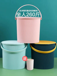 Multi-functional Portable Plastic Bucket with Lid for Bathing, Laundry, Storage, and Fishing