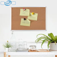 Aluminum Frame Double-Sided Cork Board with Mobile Stand