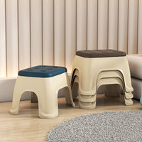 Faux Leather Stackable Plastic Stool for Kids and Adults, Non-Slip Bathroom Windmill Stool