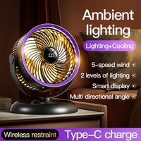 USB Desk Fan with Digital Display, Wall Mountable, Portable for Office and Dorm