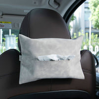 Car Visor Tissue Holder with Straps, Suede Leather Auto Seat Back Armrest Tissue Box