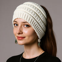 Women's Winter Knitted Headband Wide-Brimmed Empty Top Hairband Warm Ear Protection Sweat-Absorbing Hair Band