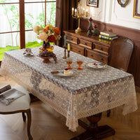 French Country Lace Tablecloth Coffee Table TV Cabinet Cover Retro Fabric