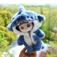 Shark Doll Clothes Cotton Plush Jumpsuit with Hood for 10-20cm Dolls
