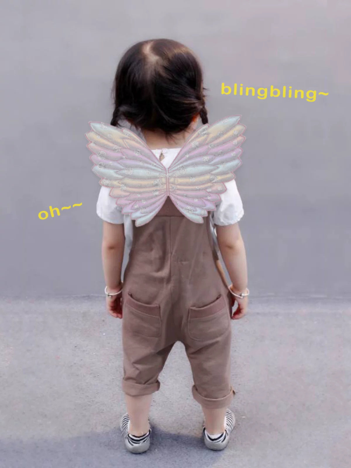 Kids' Butterfly Fairy Wings with Wand and Headpiece Set, Gradient Color Angel Costume Prop