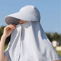 Women's Summer Sun Hat with Detachable Neck Flap, UV Protection, Ponytail Hole