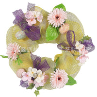 Spring Floral Wreath for Home Decor, Artificial Flower Wall Hanging Ornament